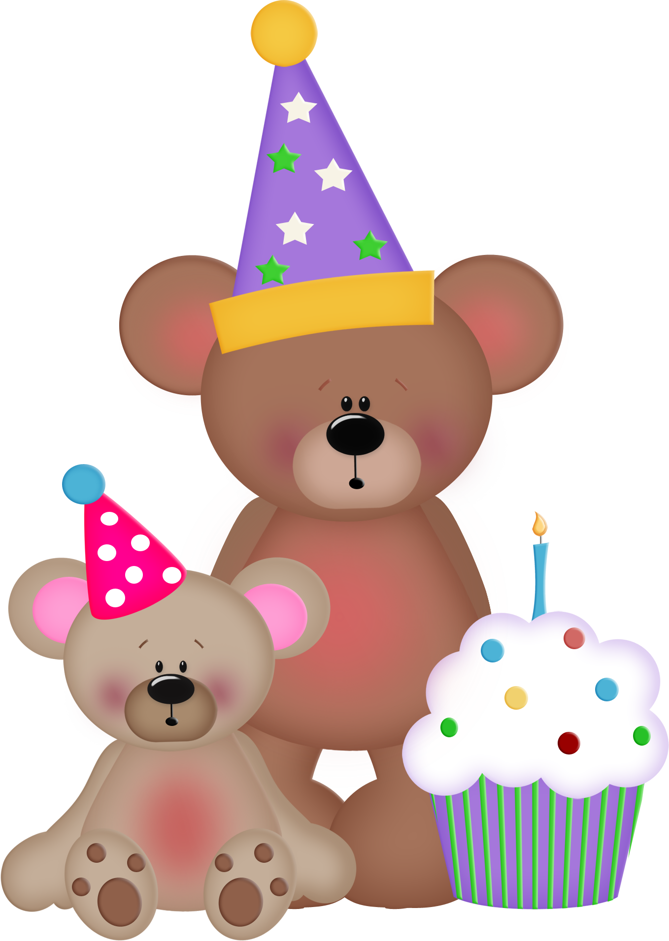 Cupcake Clipart Teddy Bear - Birthday Bear Clip Art (1358x1912)