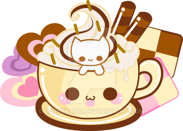 Coffee Time By Luzhikaru - Kawaii Coffee Png (600x429)