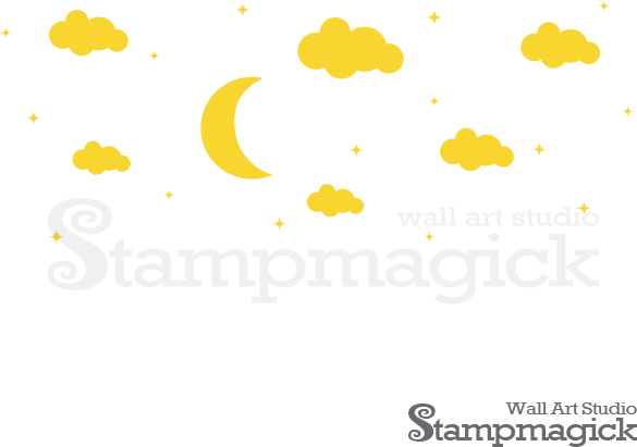 Moon & Clouds Night Wall Decal For Nursery, K215 Stampmagick - Illustration (600x600)