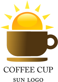 Vector Coffee Shop Sun Food Logo Inspiration Download - Coffee Shop Sun Logo (389x346)