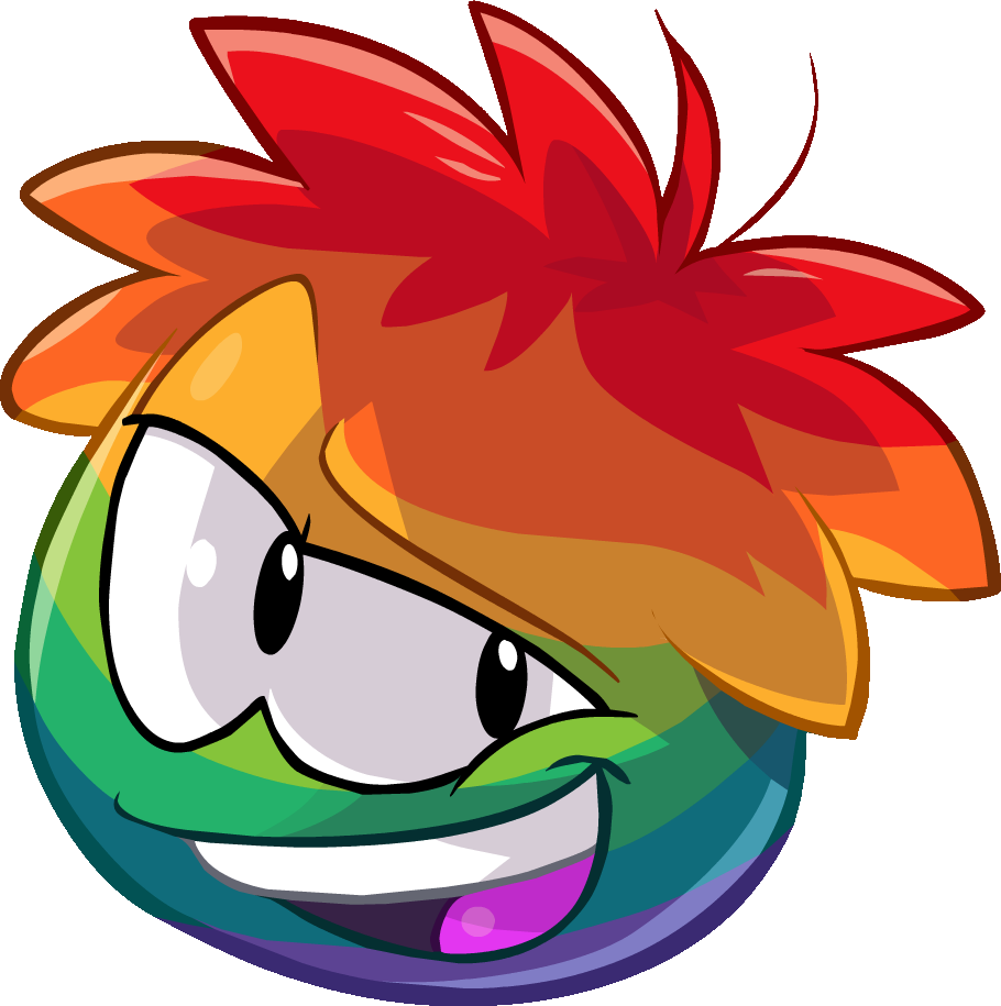 Image Found From The Cp Wiki - Club Penguin Rainbow Puffle (910x915)