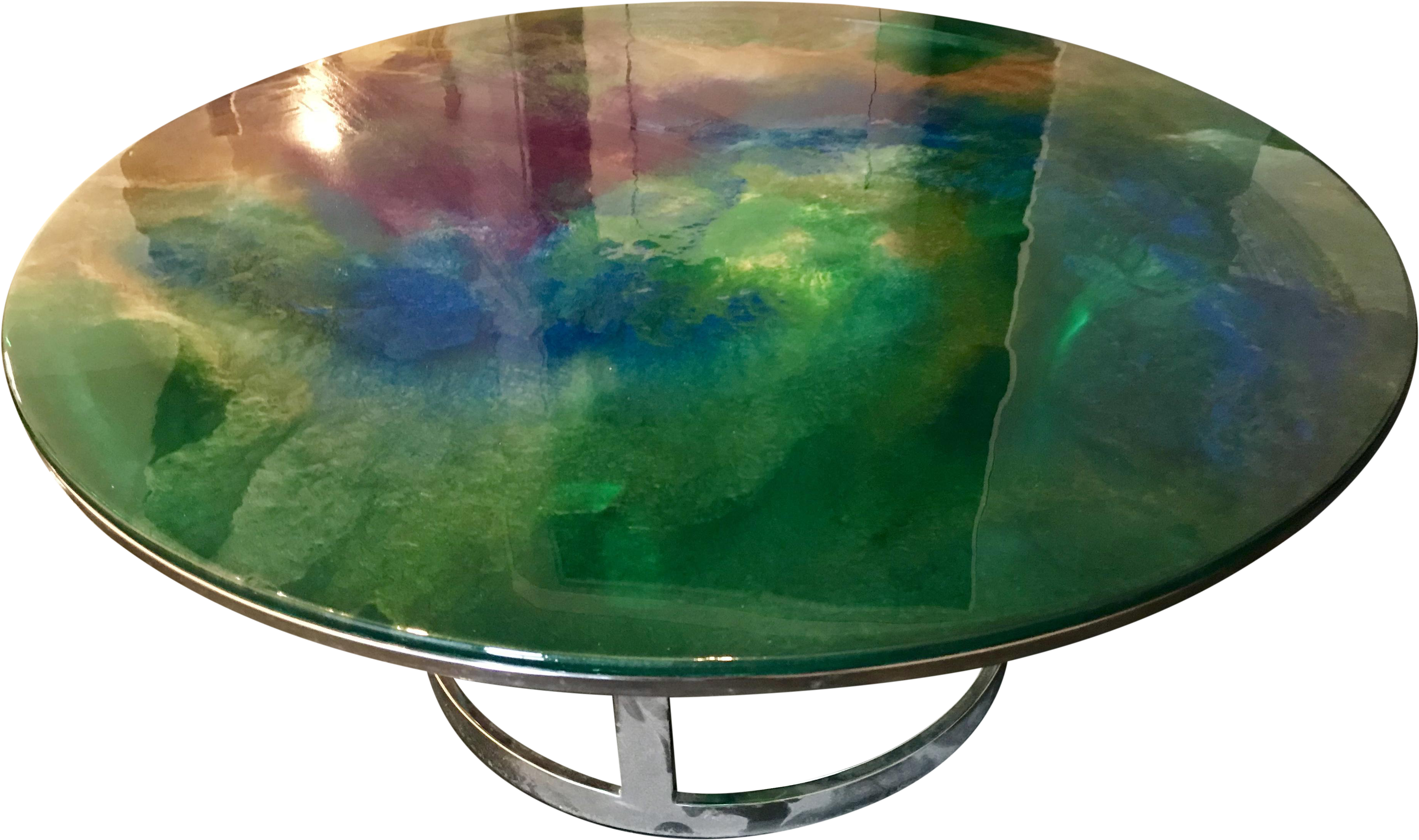 Designer Hand Painted Epoxy Resin On Glass Chrome Accent - Crystal (4110x2433)