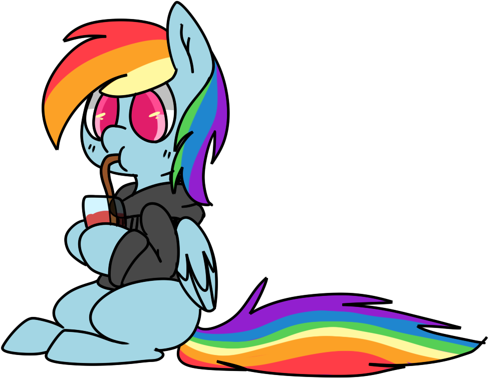 Pegacornss, Clothes, Drinking, Hoodie, Rainbow Dash, - Cartoon (1000x800)