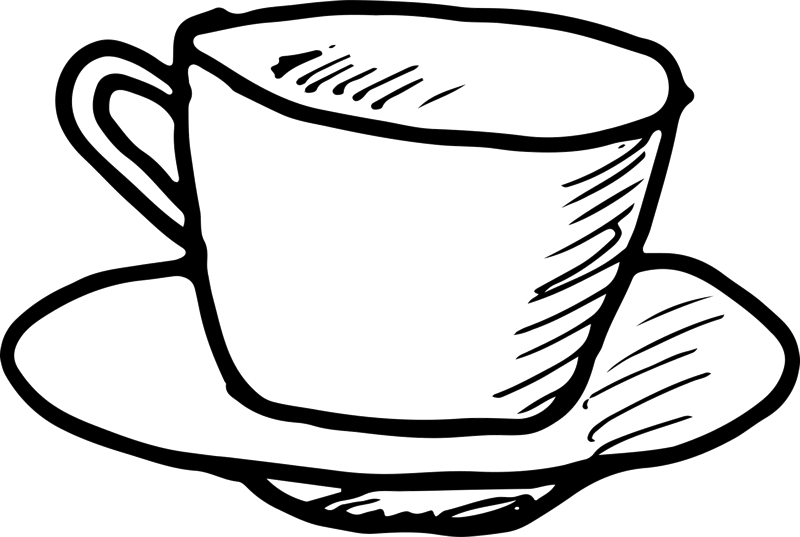 Coffee Cup And Saucer Outline Rubber Stamp - Coffee Cup Outline Png (800x537)
