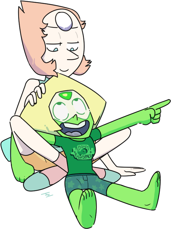 On Shspac Green Clip Art Fictional Character Cartoon - Steven Universe Pearl X Peridot (705x833)