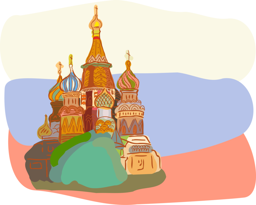 Vector Illustration Of St Basil's Orthodox Christian - Saint Basil's Cathedral (875x700)