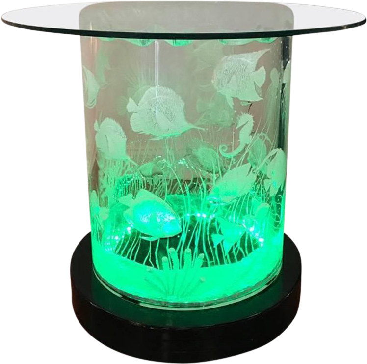 High-end Joseph Galvan Signed Functional Acrylic Table - Aquarium (768x768)
