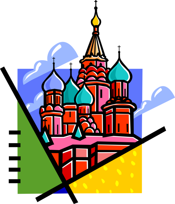 Vector Illustration Of St Basil's Christian Church - Saint Basil's Cathedral (601x700)