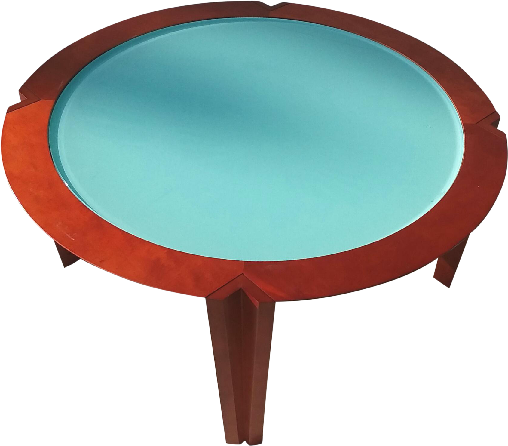 Modern Brayton International Turquoise Glass Top Round - Coffee Table (1877x1647)