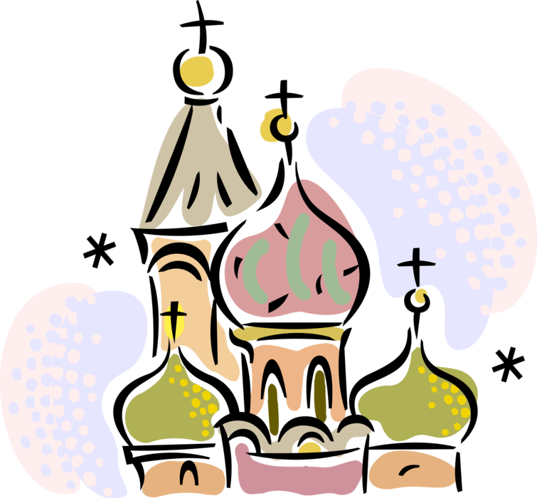 Vector Illustration Of St Basil's Orthodox Christian - Saint Basil's Cathedral (755x700)
