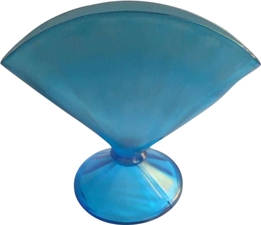 Fenton Celeste Blue Stretch Glass Fan Vase Vintage - Plastic (865x865)