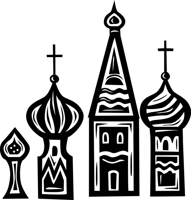 Vector Illustration Of Russian Eastern Orthodox Christian - Russian Buildings (670x700)