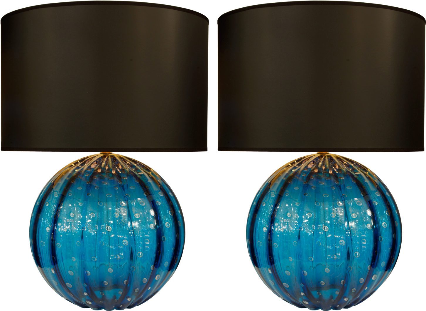 Pair Of Cerulean Murano Glass Globe Lamps By Barovier - Murano Lamps (1500x1500)