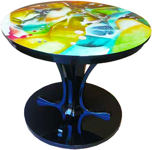 Hand-painted Lacquer Round Table - Coffee Table (547x536)