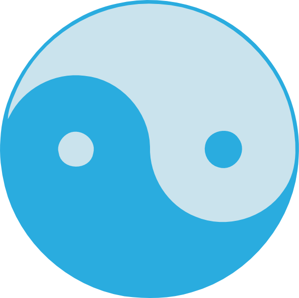 Free Vector Blue Yin Yang Clip Art - Yin And Yang Clip Art (600x599)