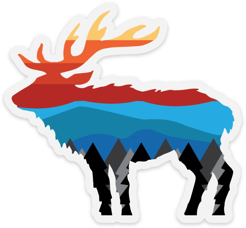 71 Multi Color Mtn Range Elk Sticker - 71 Multi Color Mtn Range Elk Sticker (821x768)