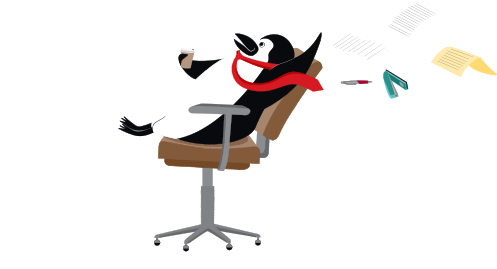 Percy Penguin Flying Through The Sky On A Swivel Chair - Percy The Penguin Cibc (497x269)
