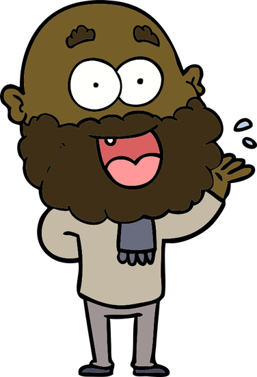 Cartoon Crazy Happy Man With Beard Amazed - Illustration (376x550)