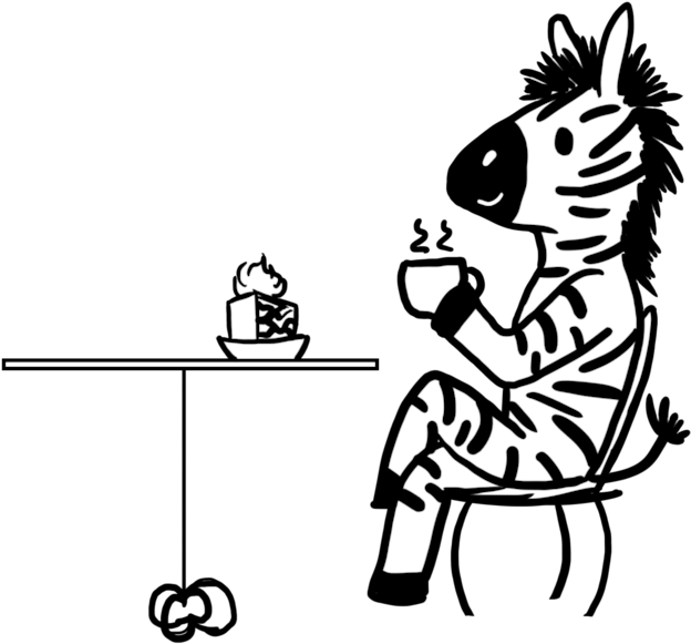 Zebra Eating Cake And Drinking Coffee By Madzeebra - Drawing (1024x731)