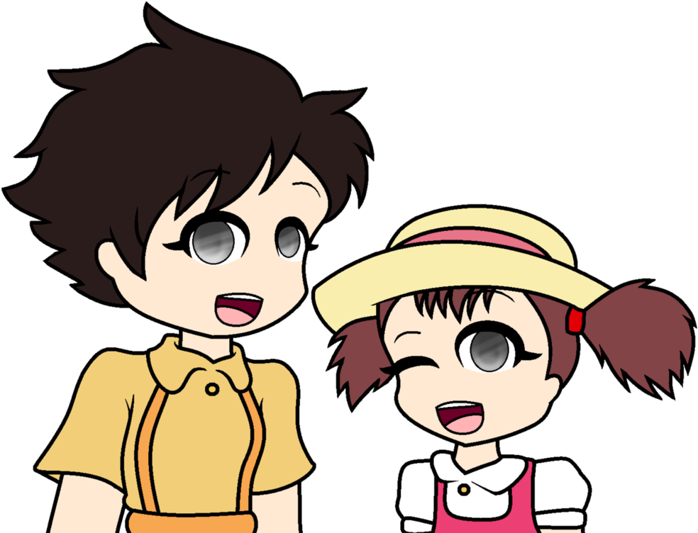 Satsuki And Mei By Puffedsophie - Cartoon (1045x764)