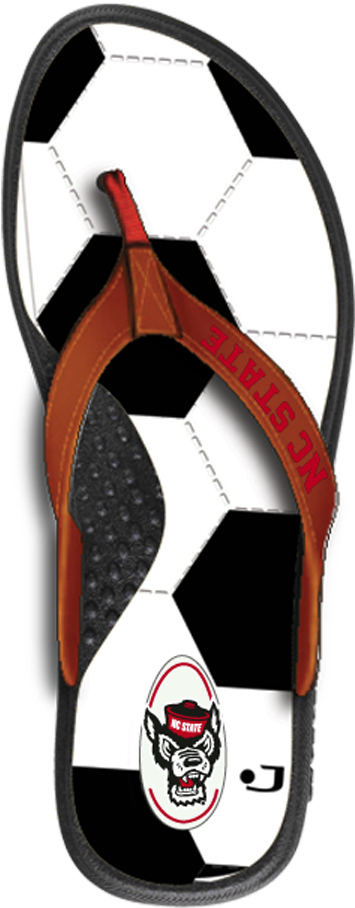 Nc State Wolfpack Soccer Flip Flops - Football (422x975)