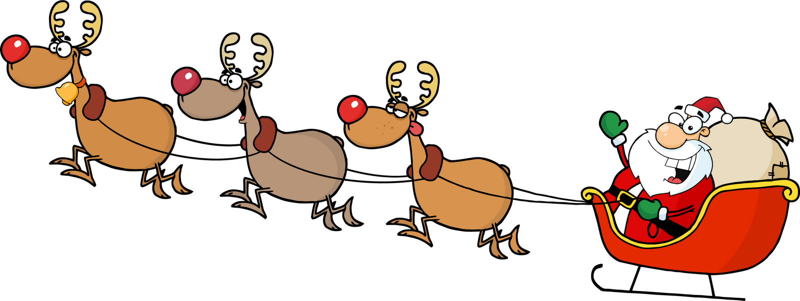 Sleigh Png Free Download - Santa Pulling A Sleigh (1600x603)