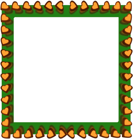 Orange Love Hearts Reflection On Green Square Border - Christmas Border Clipart Square (480x480)