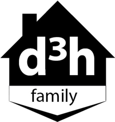 A Black And White Logo Of The D3h Family Of Employees, - House (394x419)