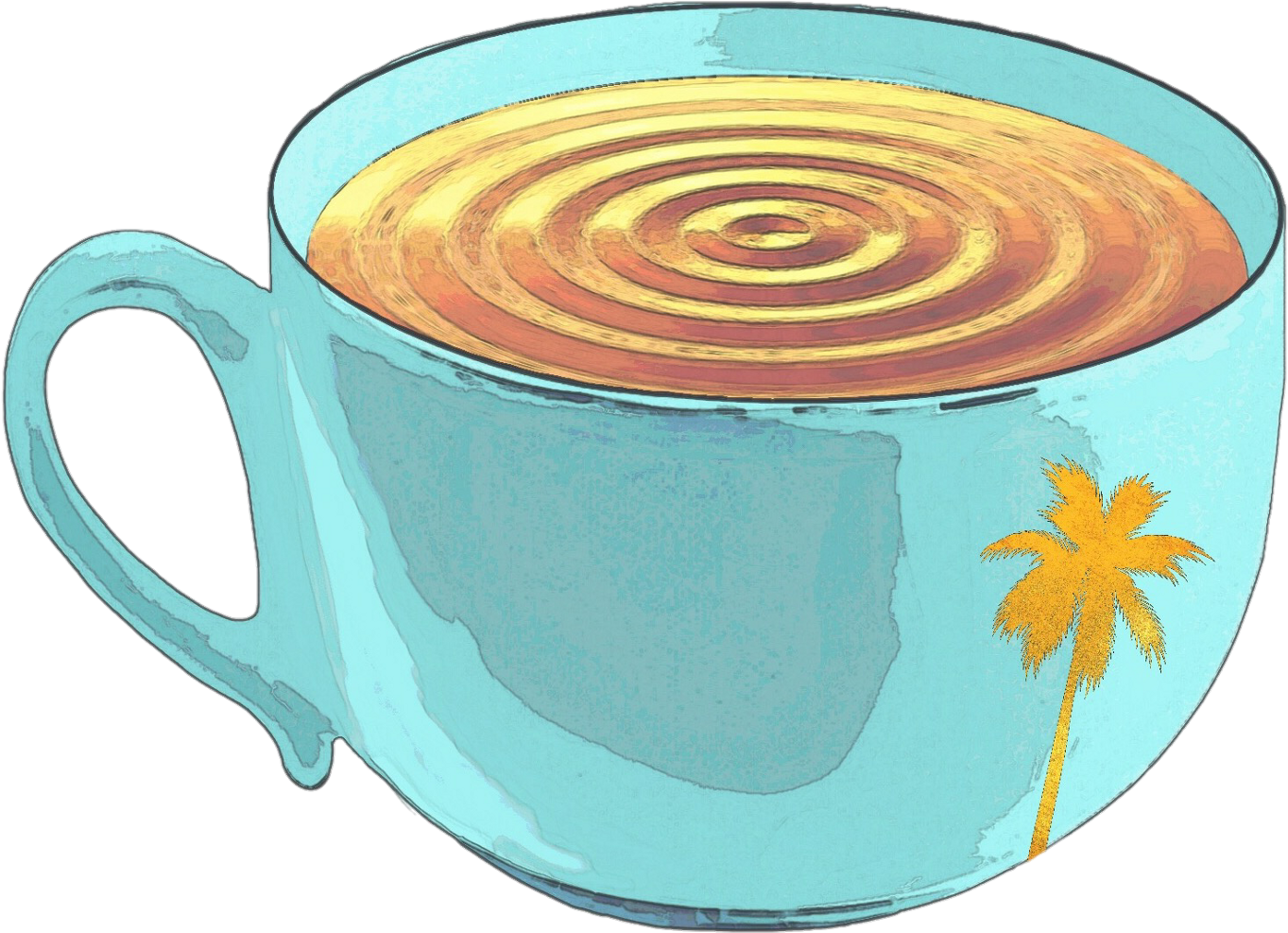 Turquoise Gold Cup Palmtree Mug - Cup (1409x1024)
