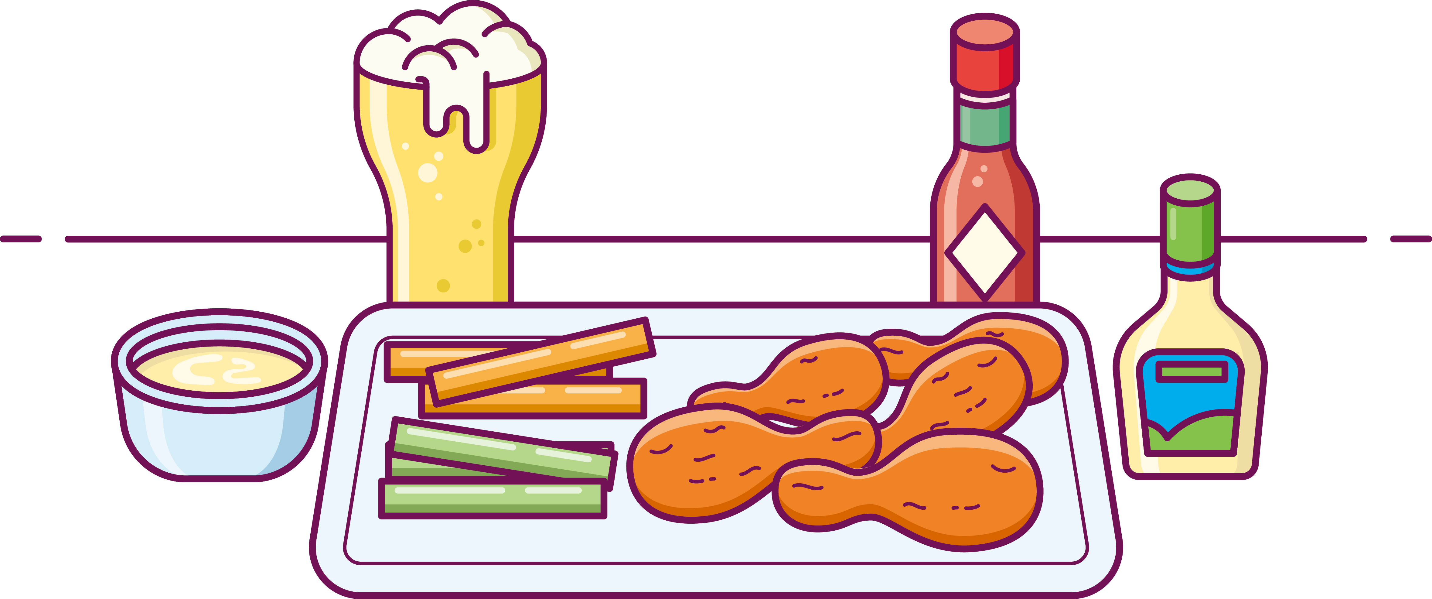 Fried Chicken Buffalo Wing Beer Fast Food - Fried Chicken Buffalo Wing Beer Fast Food (4716x1972)