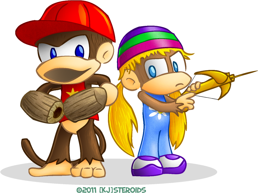 Diddy And Tiny Kong By Kjsteroids - Evolucion De Lanky Kong (892x774)