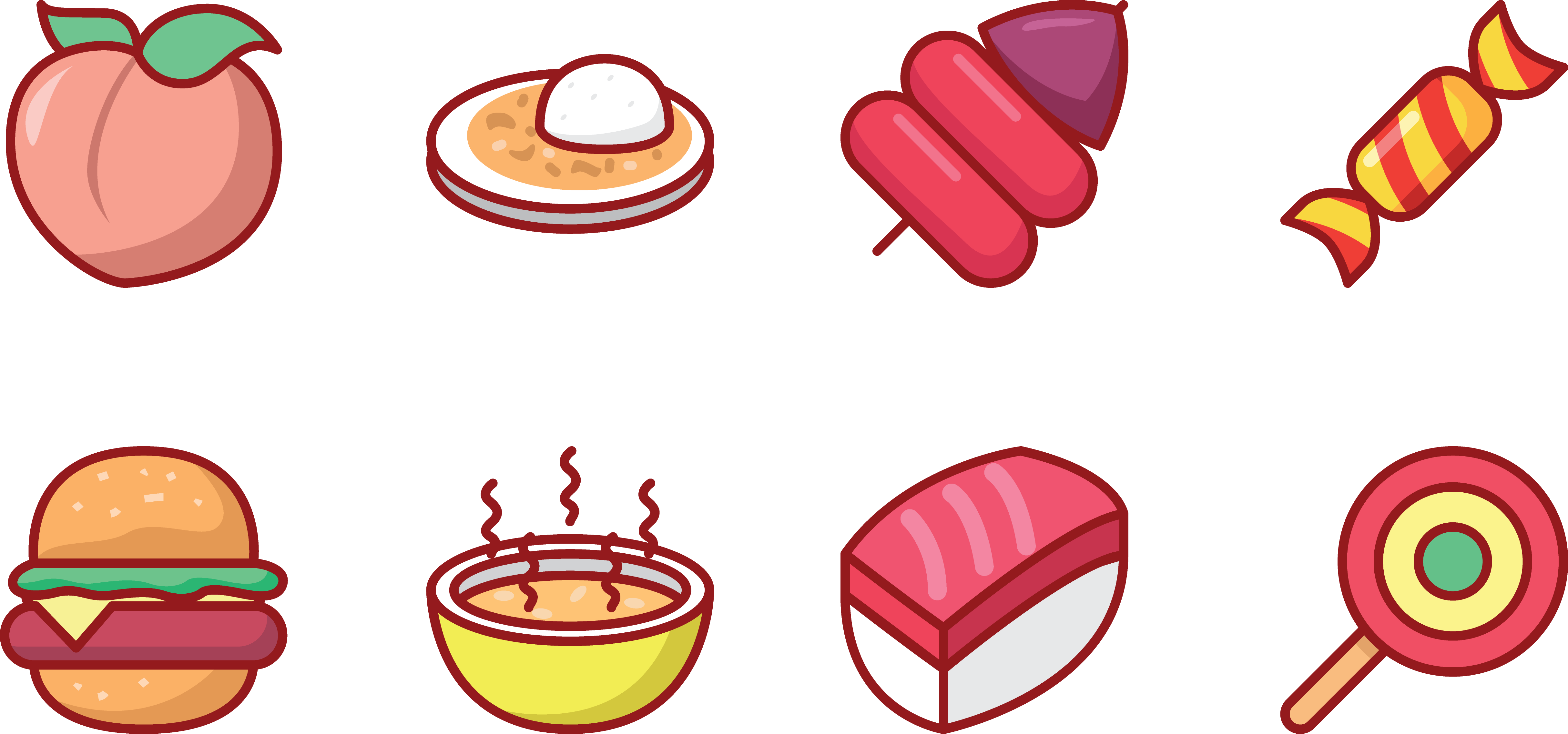 Fast Food Hamburger Dim Sum Sushi Chicken Sandwich - Fast Food Hamburger Dim Sum Sushi Chicken Sandwich (4858x2275)