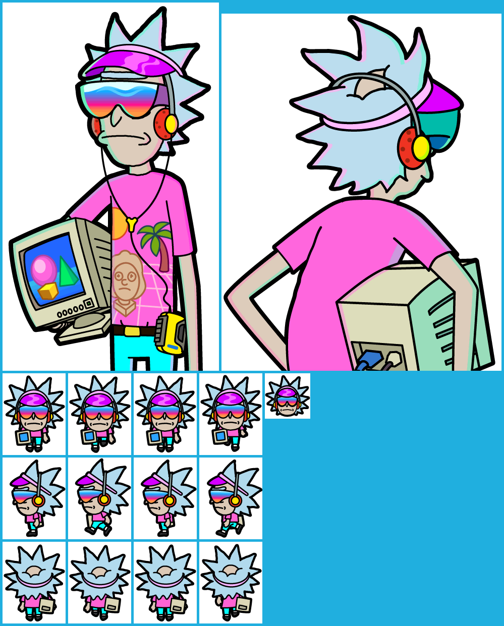 Vaporwave Rick - Vaporwave Rick Pocket Mortys (999x1241)