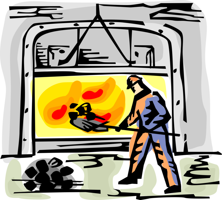 Vector Illustration Of Fireman Or Stoker Worker Shovels - Vector Illustration Of Fireman Or Stoker Worker Shovels (777x700)