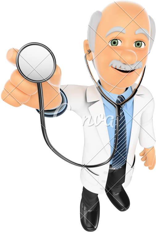 3d Doctor Listening With A Stethoscope - Stethoscope (615x800)