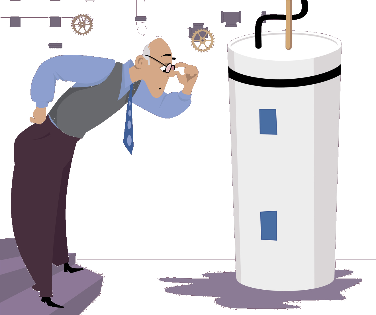 Leaky Water Heater - Cartoon (1320x1106)