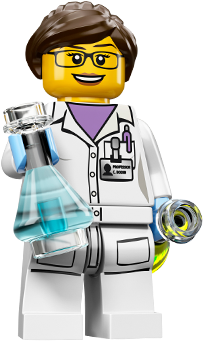 Be Sure To Read All The Lego Vocab In The Bubbles - Lego Minifigures Series 11 Female Scientist (350x390)