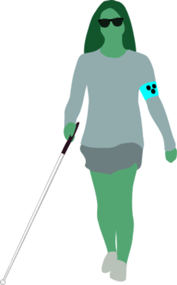 Blind Woman With A Walking Stick - Blind Person Svg (600x968)