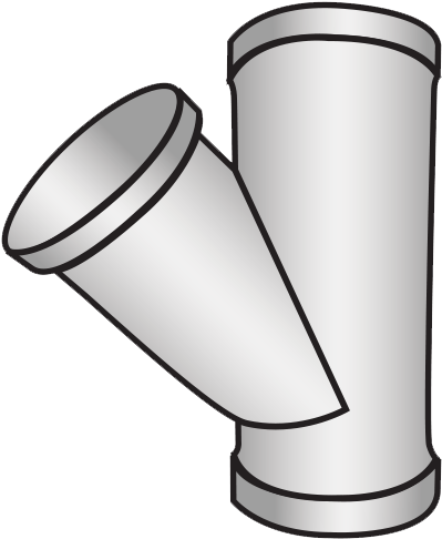 Pvc 45° Wye Lateral For Joining Common Ductwork In - Pipe (595x536)