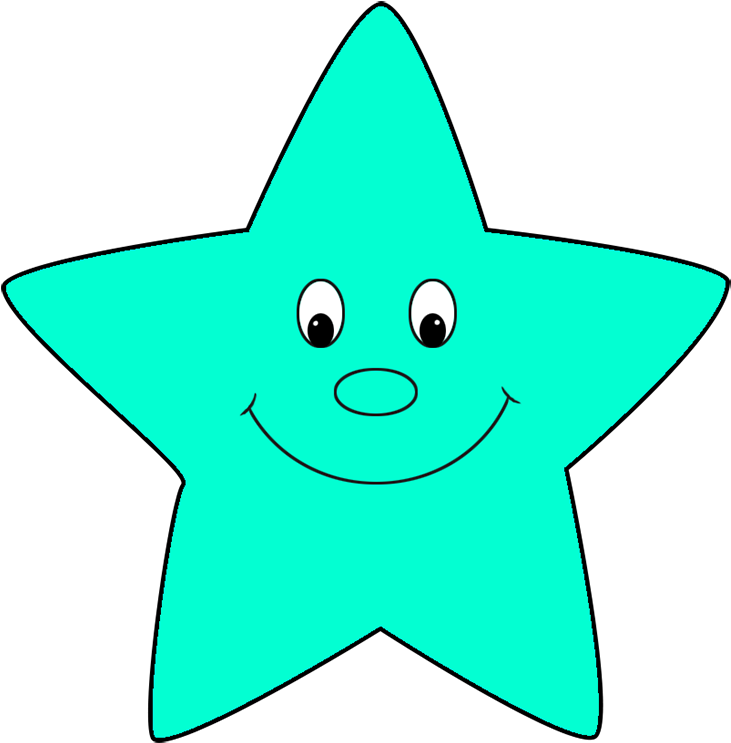 Turquoise Cartoon Star - Blue Star With Face (784x827)