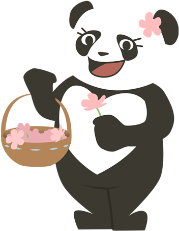 Pepper Is A Sweet Young Panda Bear With A Bountiful - Cartoon (413x508)