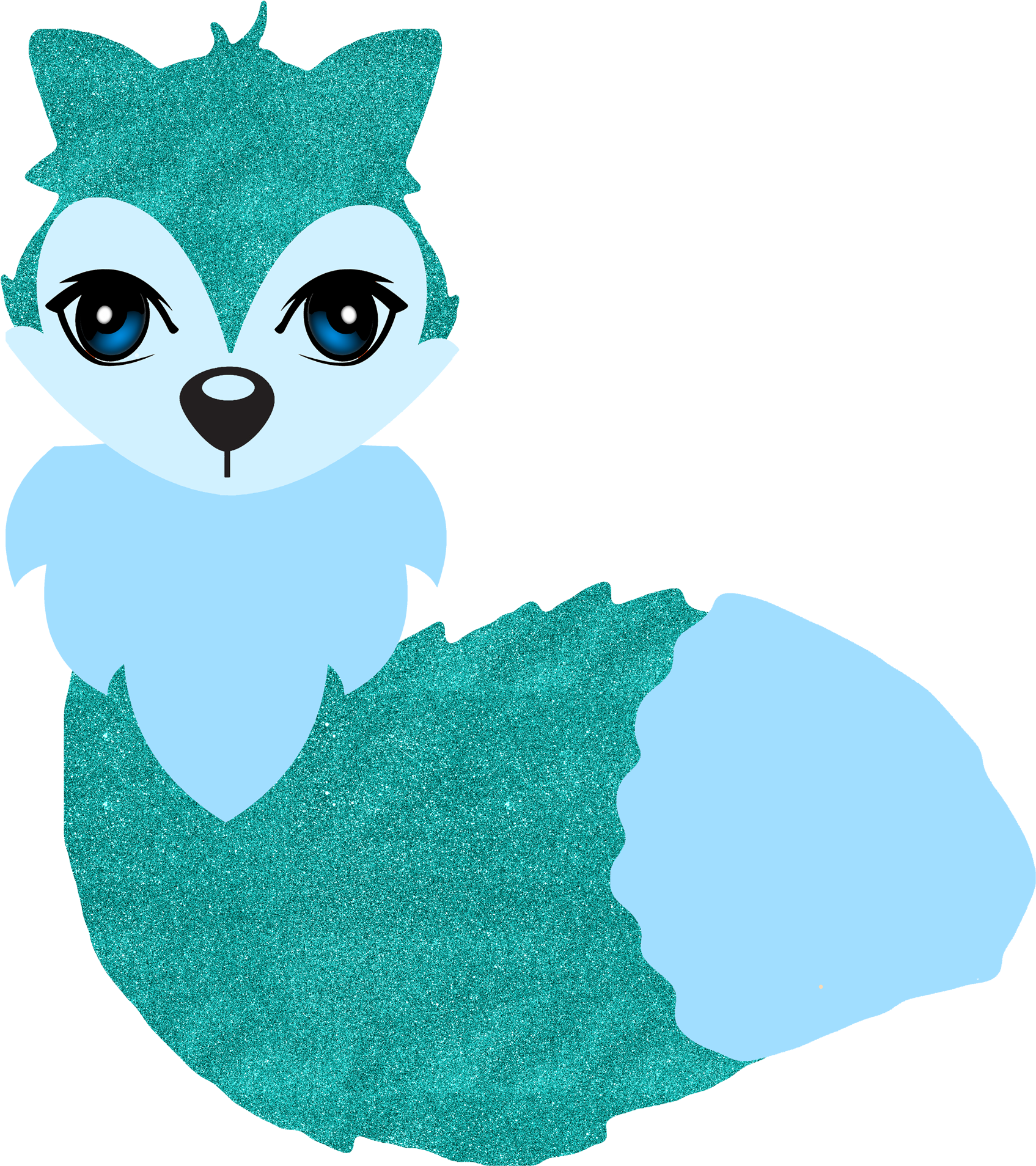 Cute Fox Clip Art - Blue (1800x2026)