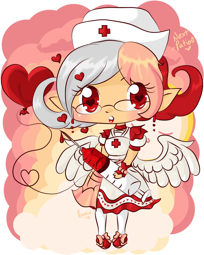Love Nurse By Yukidemon - Enfermera Anime Chibi (741x900)