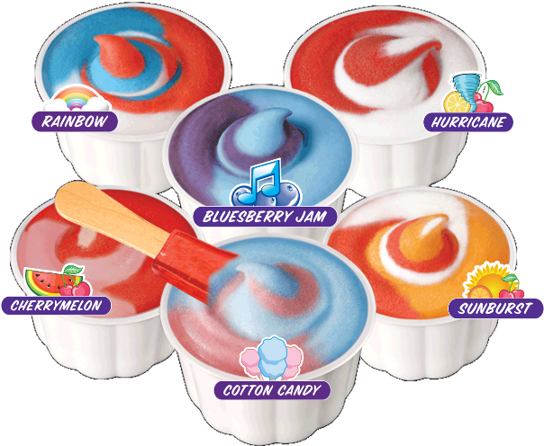 Colorful, Classic Italian Ice Swirled Into Six Unique - Cotton Candy Italian Ice (603x502)