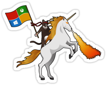 Ninja Cat And Fire Breathing Unicorn - Microsoft Ninja Cat Png (375x360)