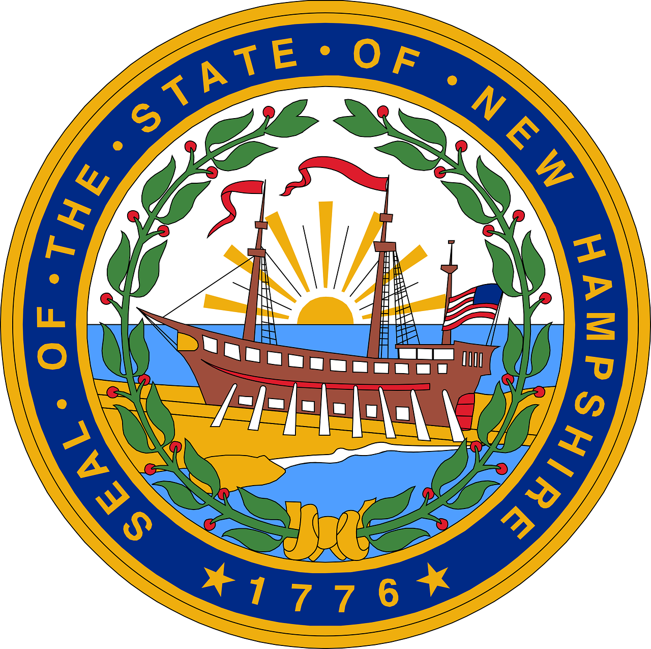 Seal Of New Hampshire - New Hampshire State Seal (1280x1275)