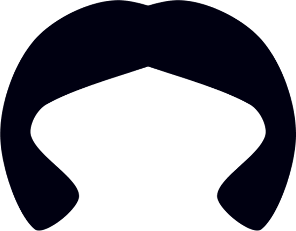 Hair Bow Silhouette Clipart Clip Art Hair Bow - Black Wig Clipart (600x468)