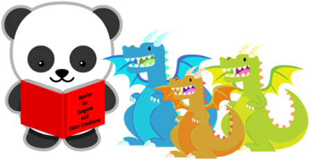 Panda Reading To Dragons - Giant Panda (460x345)