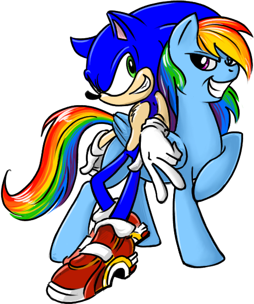 Fiarel, Crossover, Rainbow Dash, Safe, Simple Background, - Cartoon (719x736)