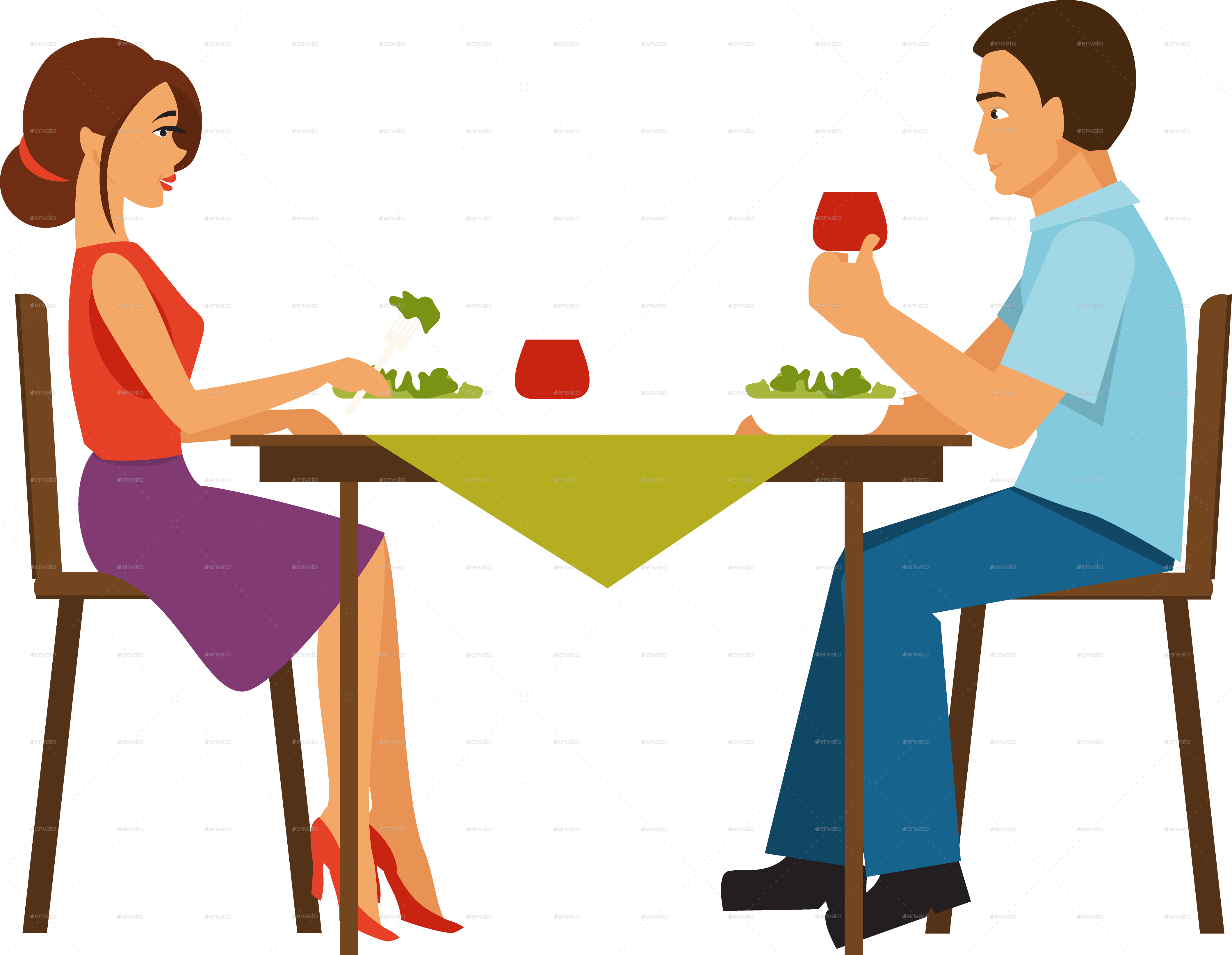 Eps Vector Of Dinner Dinner - Dinner Couple Clipart (4236x3283)